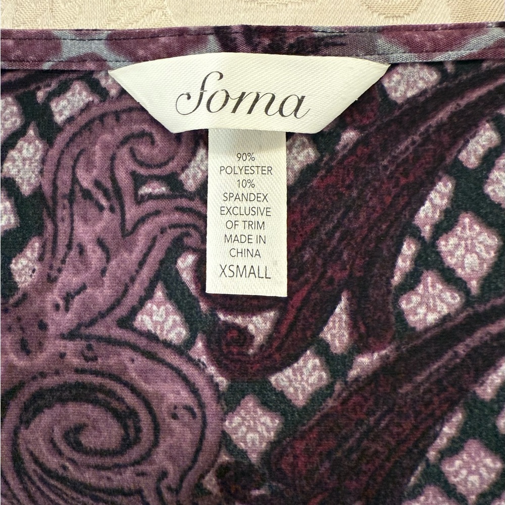 Soma Three Quarter Sleeve Dress in Purple and Black - Picture 3 of 3